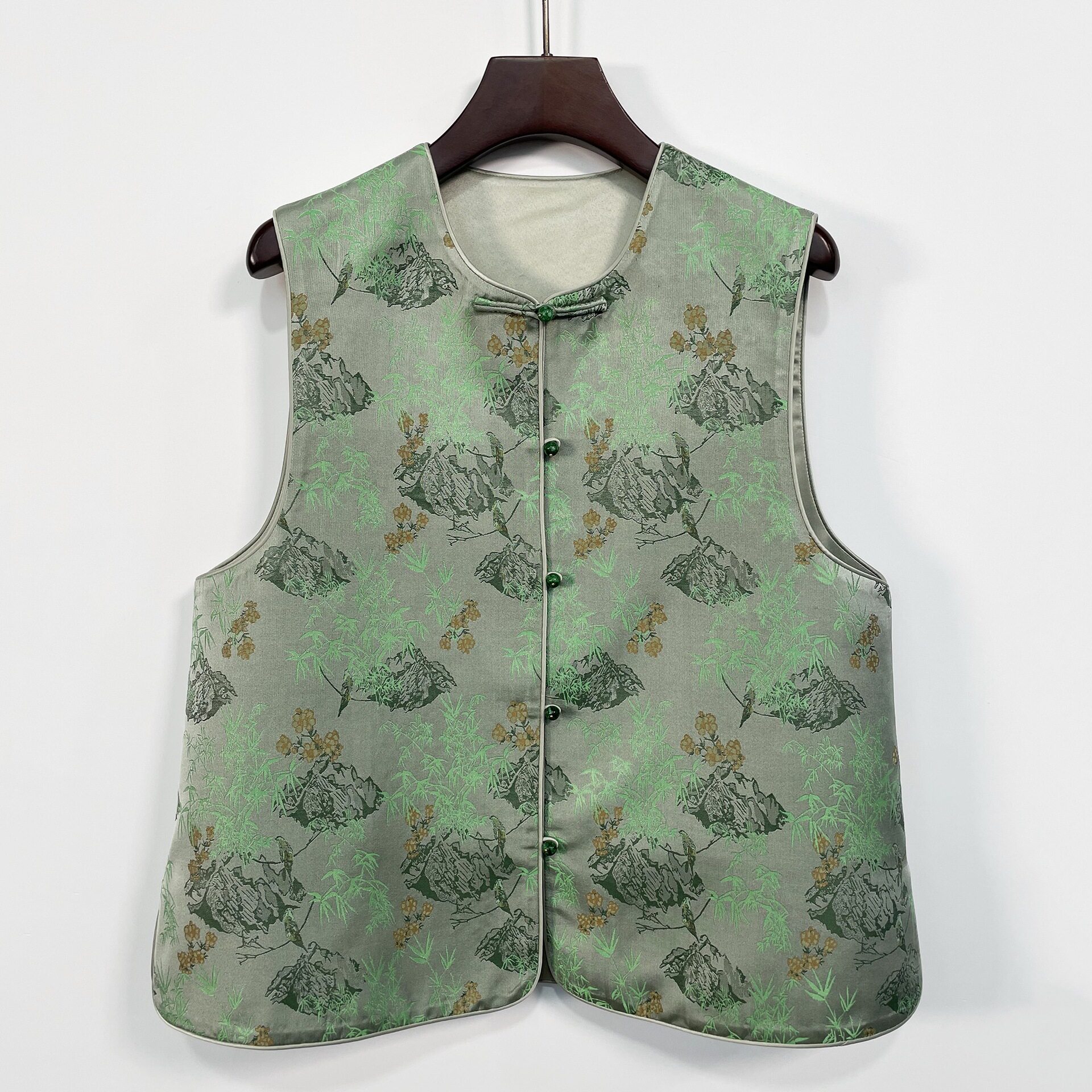 春和景明复古宋锦中式上衣高端年轻款马甲新中式国风女装2025新款