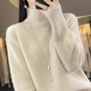 王菲同款纯羊毛针织衫女士高领套头秋冬季新款加厚毛衣宽松打底衫