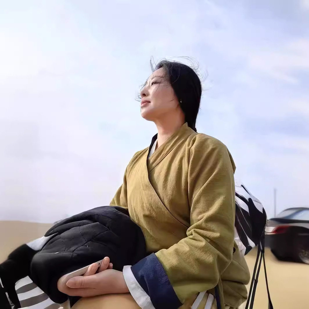 汉服双面双穿撞色外套系带中国风女装上衣简约通勤外套苎麻禅修服
