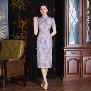 改良桑蚕丝复古时尚 新款 少女中国风连衣裙 2025夏季 真丝旗袍中长款