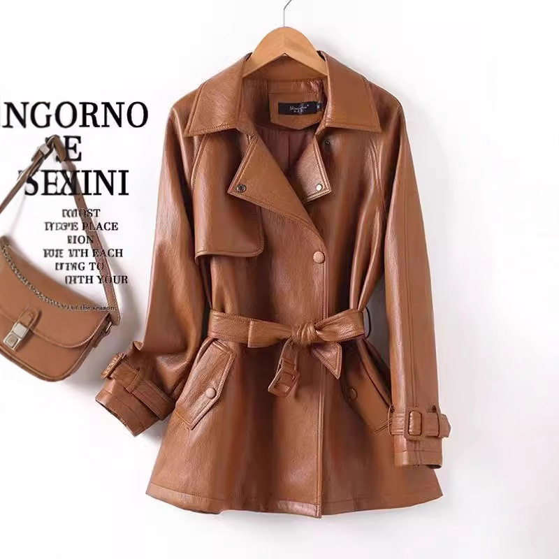 皮衣女款2025新款春季高级感皮风衣真皮海宁中长款黑色绵羊皮外套