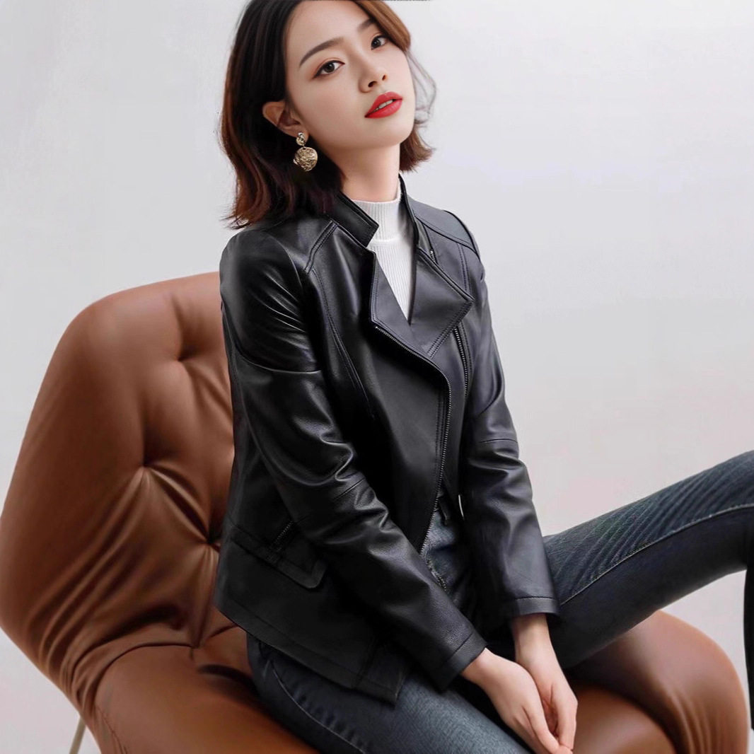 女装真皮绵羊皮女士皮衣时尚气质修身机车外套秋季新款