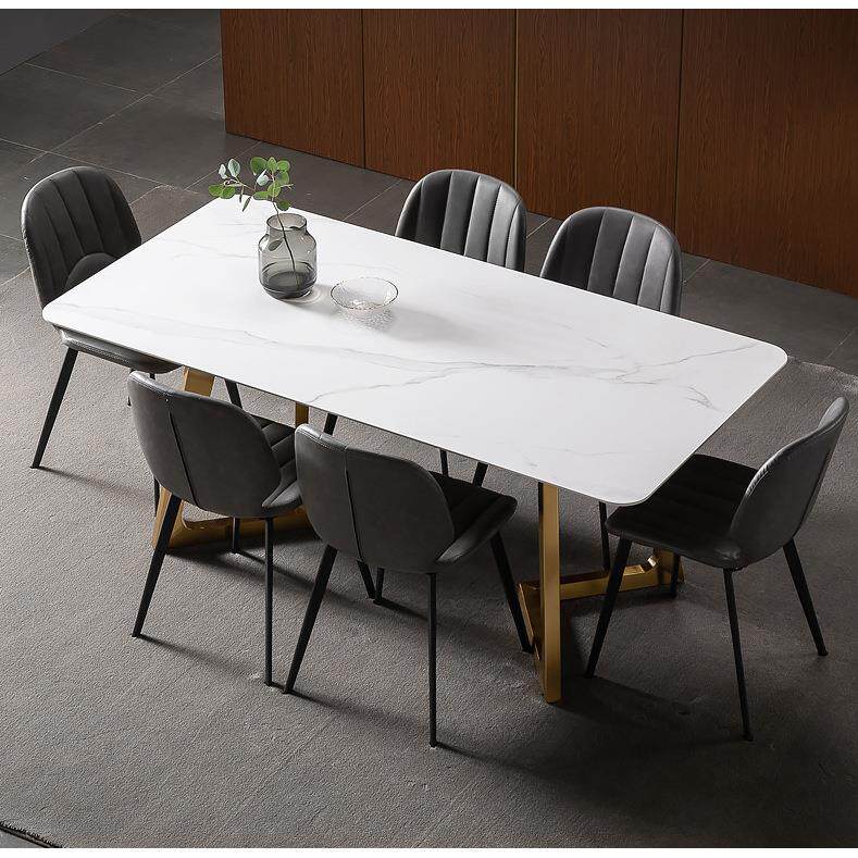 意式极简岩板餐桌椅组合现代简约大理石长方形家用小户型吃饭桌子