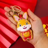 财神兔子钥匙扣兔年好运手工挂件可爱卡通挂饰创意新年小礼物