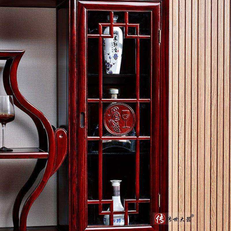 酸枝木家具餐厅靠墙酒柜储物柜明清古典全实木隔断柜间厅柜博古架