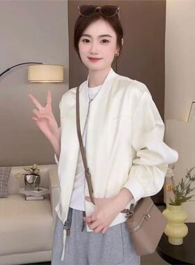 高端休闲圆领短棒球制服夹克为妇女春天新的宽松修身夹克上衣为小