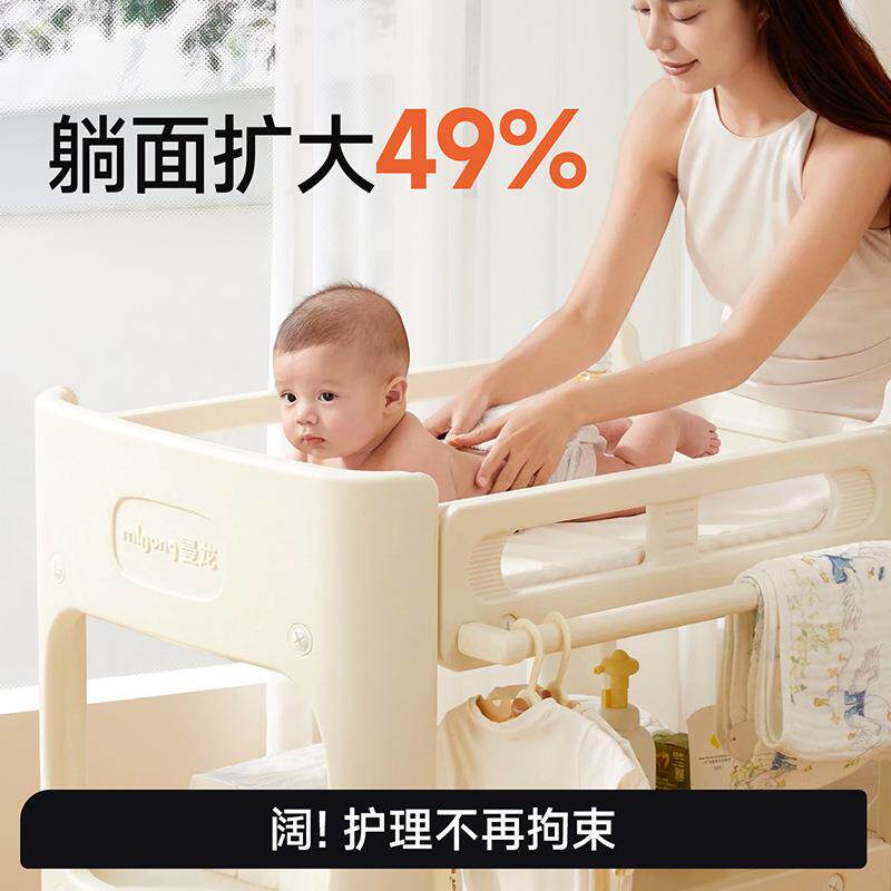曼龙婴儿尿布台多功能洗澡安阔护理台新生家用收纳婴儿床宝宝抚触