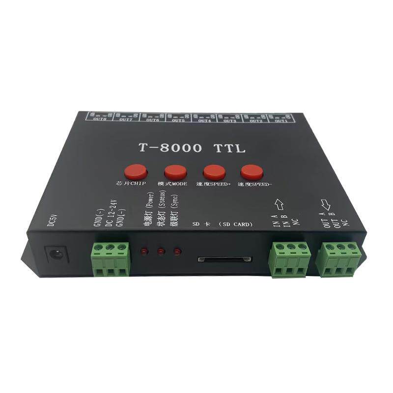 T-8000TTL 幻彩编程控制器8个端口可输出带SD卡LED全彩同步控制器