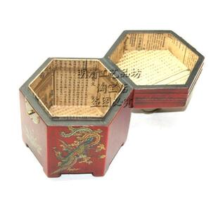 仿古木盒仿古木盒六角首饰盒复古收纳箱古韵木制手作檀木实木手工