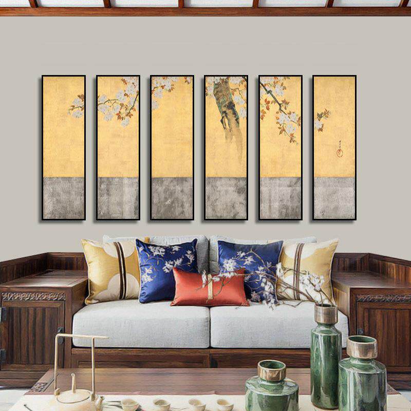 酒井抱一日式装饰画民宿卧室茶楼中古新中式六联挂画书房壁画禅