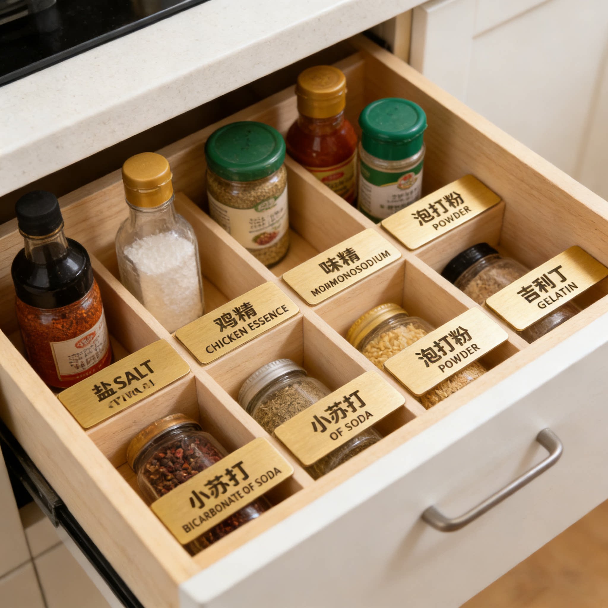 黄铜调料标签牌定制火锅店串串麻辣烫自助餐调料区蘸料名称牌