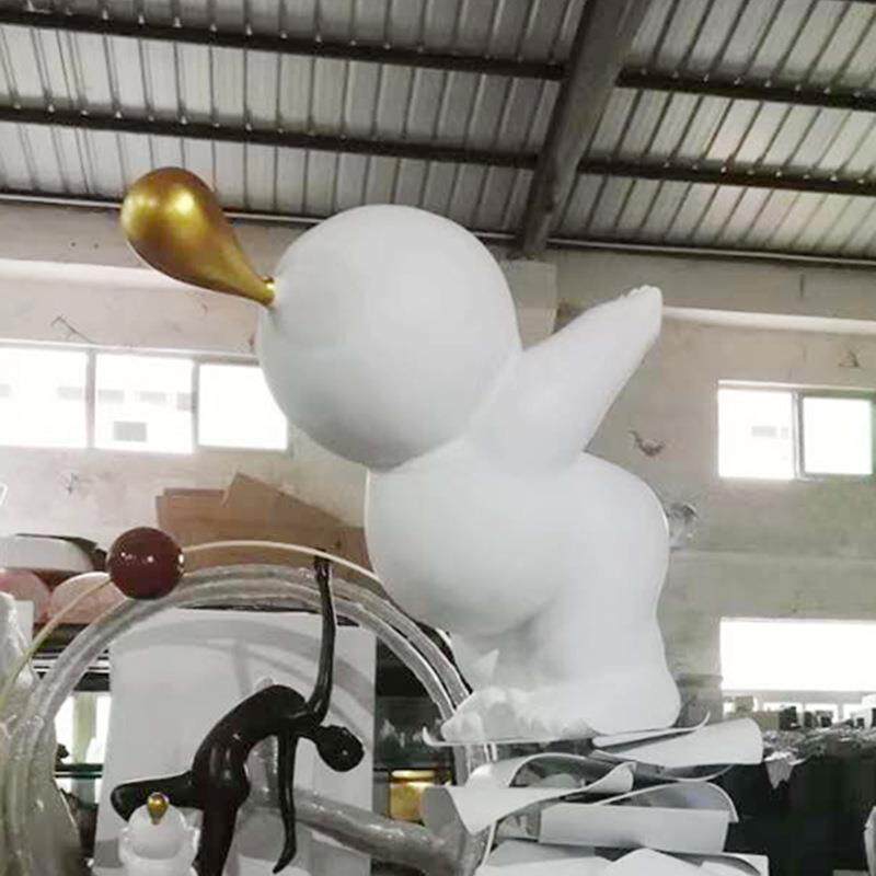 树脂工艺品家居饰品抽象吹泡泡小孩雕塑落地摆饰售楼摆件手工制作