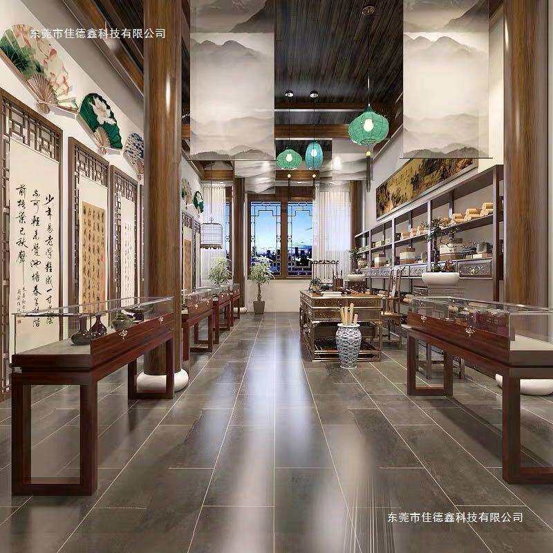 实木中式复古珠宝展示展示柜博物馆文玩首饰展柜玉器玻璃饰品柜台