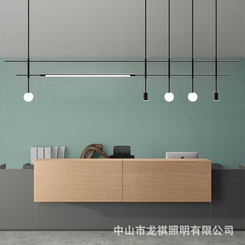 北欧前台接待区办公长条吊灯简约创意酒店设计师餐厅吧台茶室吊灯