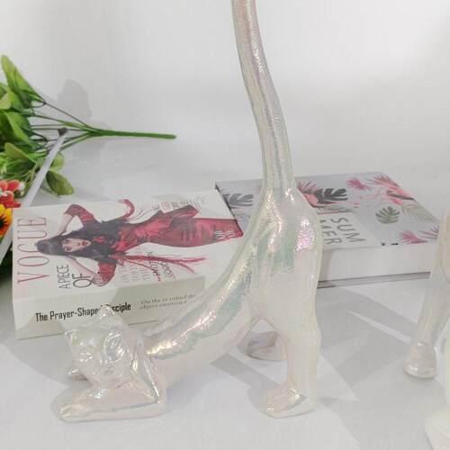 陶瓷镀银电镀银流彩荧光陶瓷猫咪抽象艺术酒柜装饰品摆设家居摆件