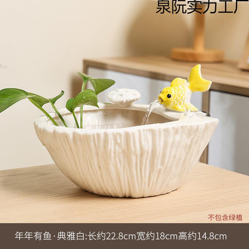 时尚流水生财摆件循环水办公室风水玄关招财水摆件轻奢客厅家居桌