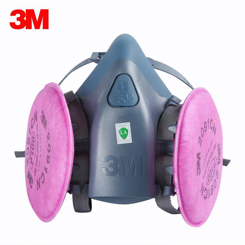 3M 7502+2091 实验防尘毒化工半面罩 防尘油漆喷涂面具配滤棉套装