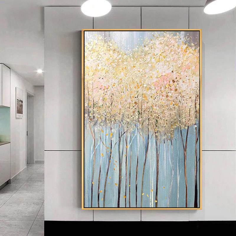 集艺居纯手绘发财树油画家装酒店装饰画挂画壁画立体抽象画