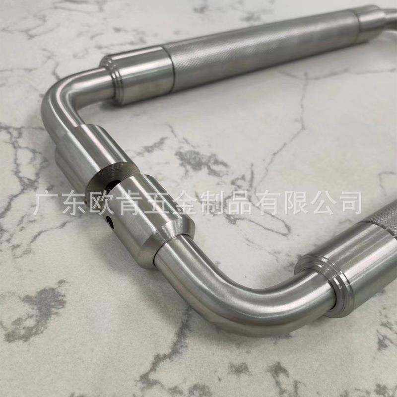 广东欧肯五金304 316优质不锈钢金属滚花工艺出口品质玻璃门拉手