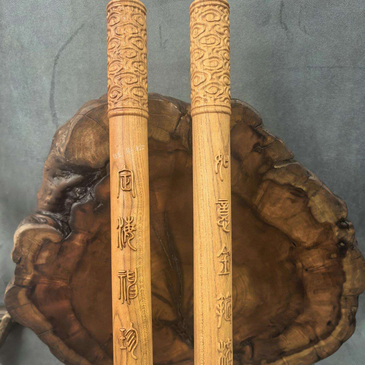 桃木定海神针如意金箍棒黑神话孙悟空法器手把件一体桃木棍挂件