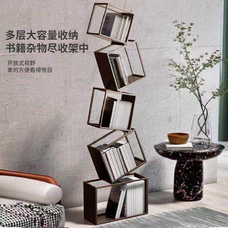 异形网红转角立式书架落地置物架子简约客厅铁艺角落书架家居装饰