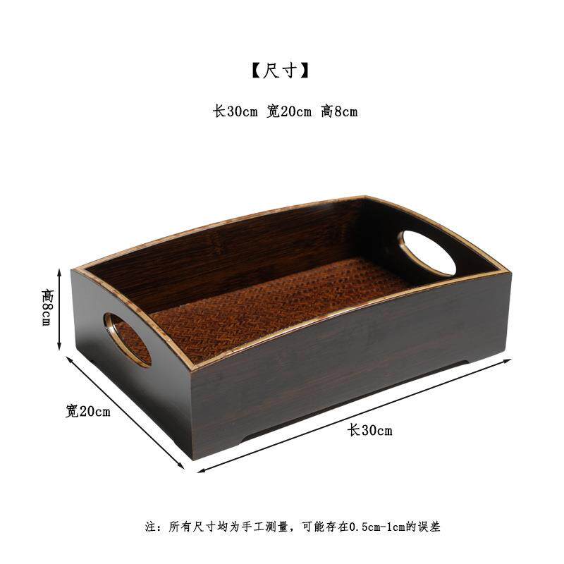 复古湘妃竹镶嵌工艺竹编古文盘茶具收纳盘文玩席面文房清供长竹盘