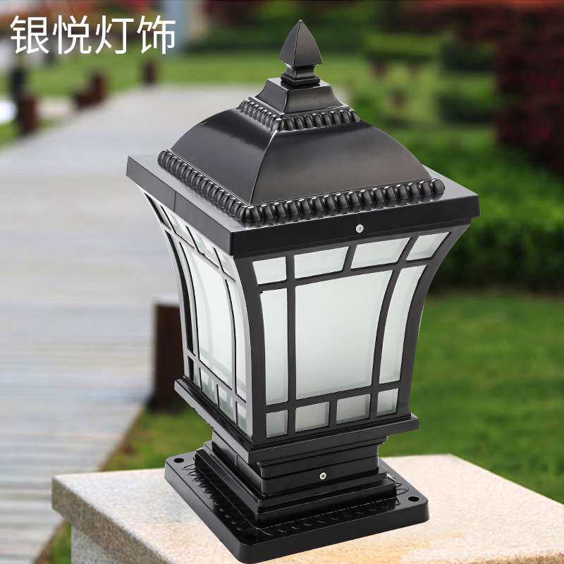 厂家现货户外太阳能柱头灯中式庭院别墅小区围墙灯花园柱头灯