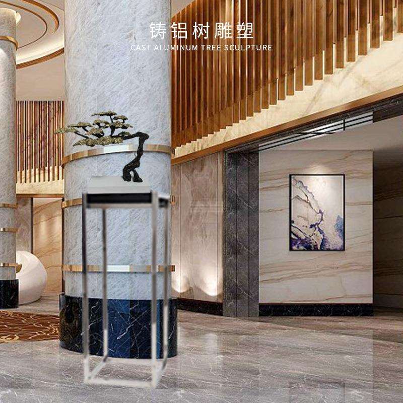 厂家别墅客厅摆件酒店样板房会展营销中心铸铝树摆件雕塑现货