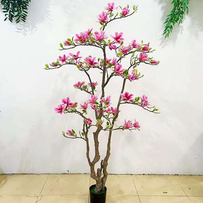 高端玉兰花树仿真绿植假树室内客厅仿生禄植盆栽落地装饰植物摆件