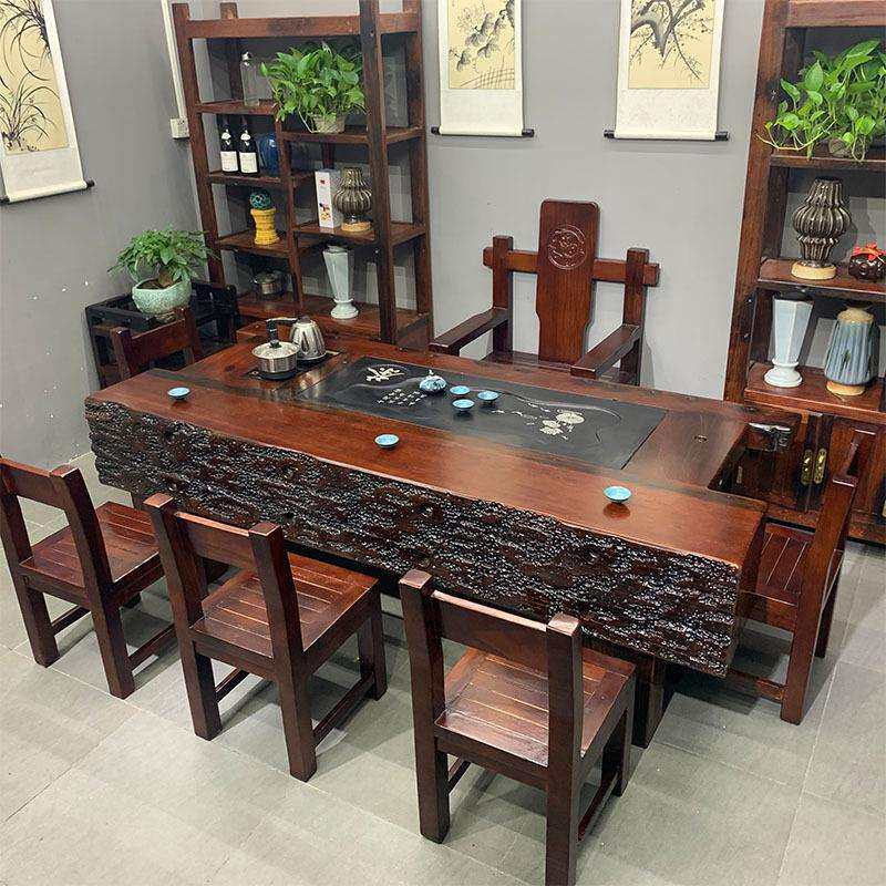 老船木龙骨茶道桌全套实木套装一体办公室喝茶家具功夫大茶台茶艺