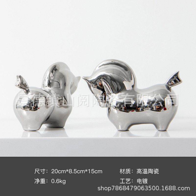 马摆件陶瓷工艺品 酒柜玄关房间客厅创意公室马摆设中式装饰品