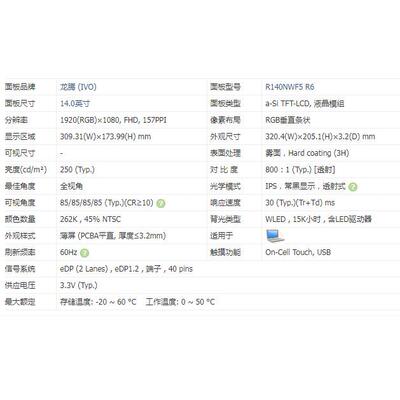 14寸LED液晶屏 带触摸R140NWF5 R6/R1/R2
