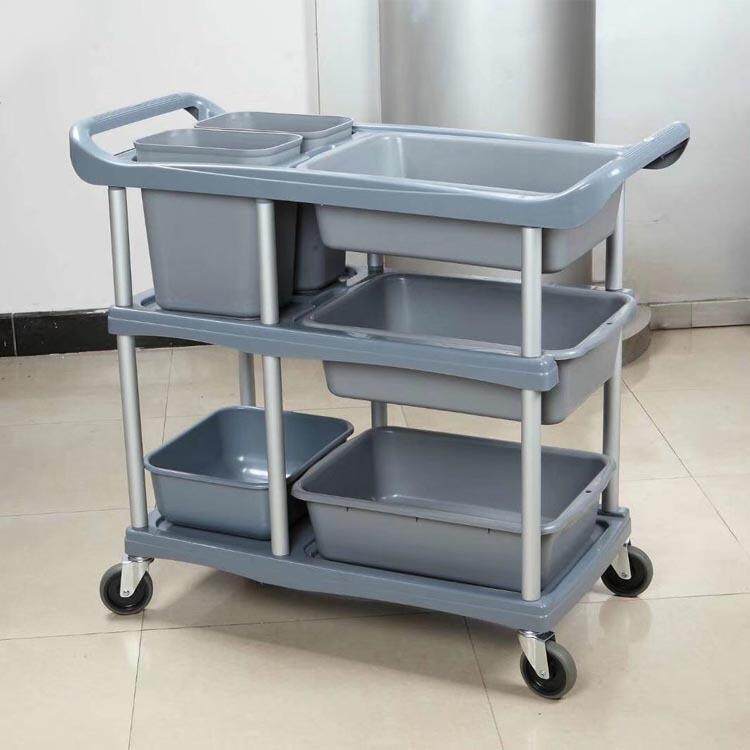 厂家塑料餐车收集车酒店手推服务车plastic collection trolley