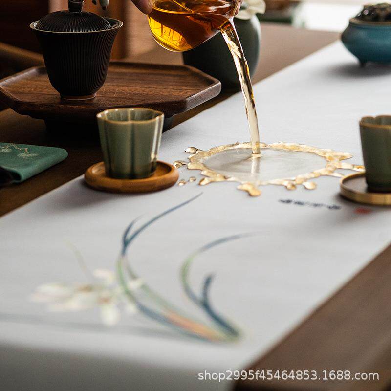 形相茶席新中式茶几桌布垫子茶巾日式防水茶布复古风禅意轻奢桌旗