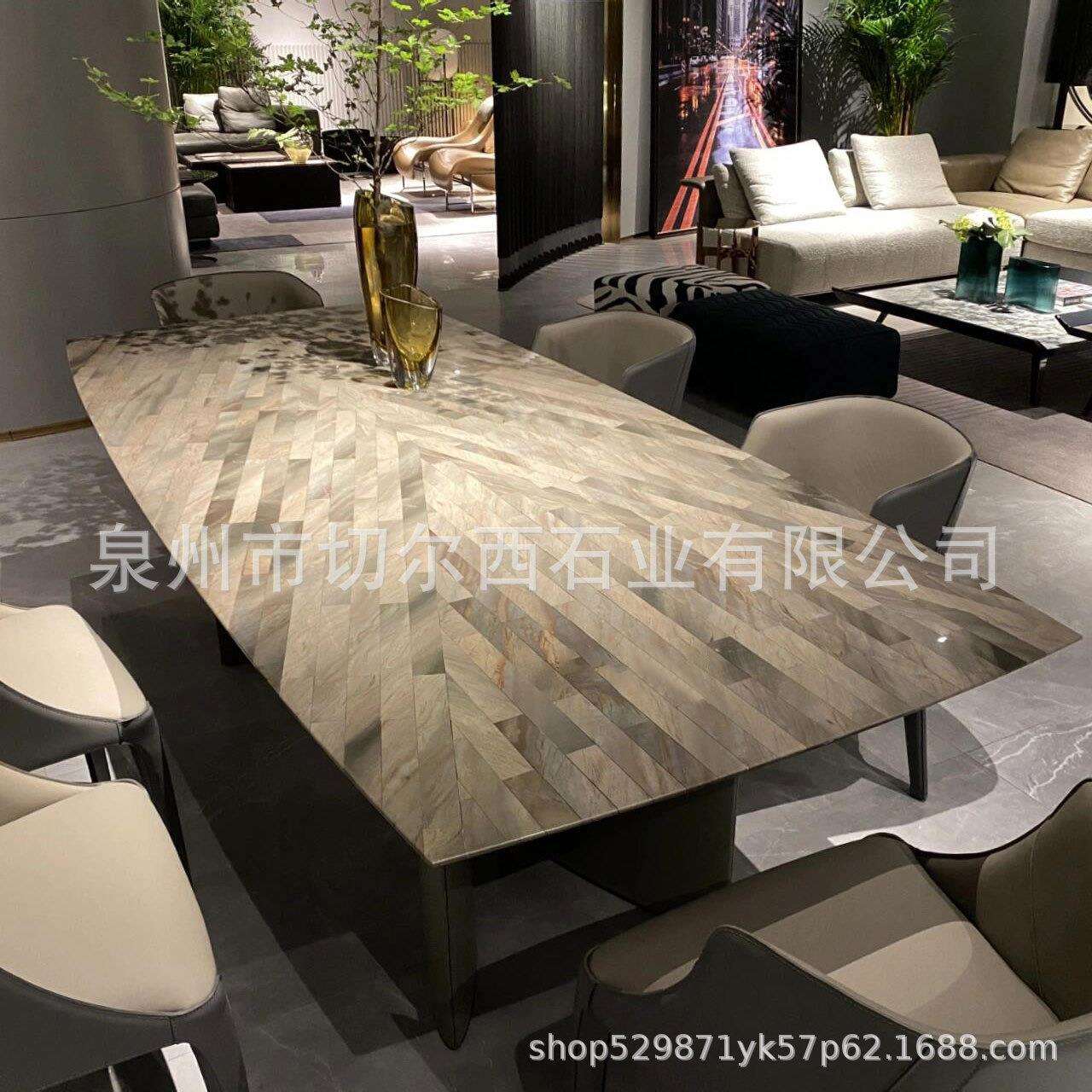 静雅棕大理石 餐桌岛台吧台天然石材台面板奢石地砖室内装修