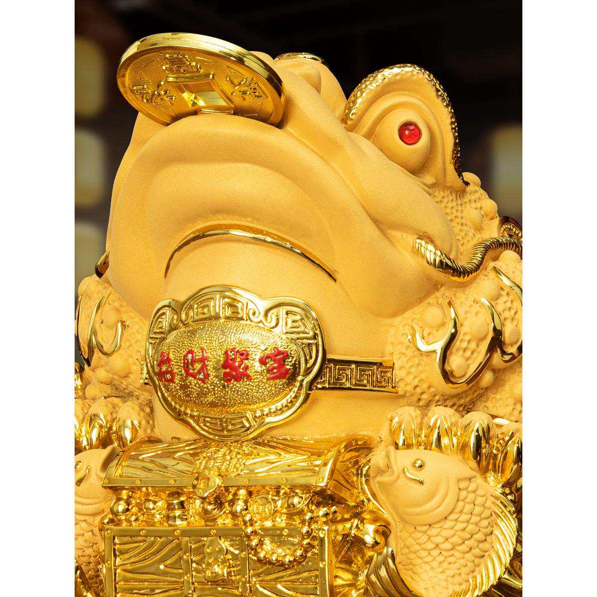 金蟾摆件客厅办公室招财三足蟾蜍实用装饰品旺财双龙聚宝盆可打开
