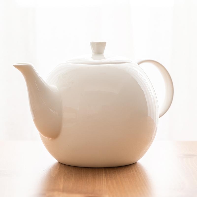 纯白陶瓷大号高温泡茶壶过滤冷水壶骨质瓷咖啡壶家用茶壶茶具瓷器