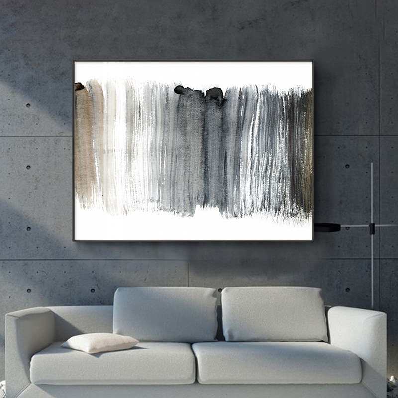 现代轻奢黑白客厅装饰画抽象餐厅壁画新中式禅意水墨卧室床头挂画