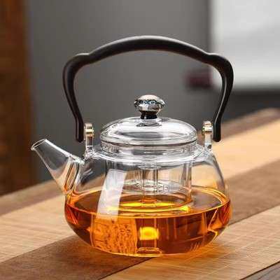 厂家高硼硅大容量电陶炉用烧水壶玻璃蒸煮茶壶竹把提梁壶碧玉壶