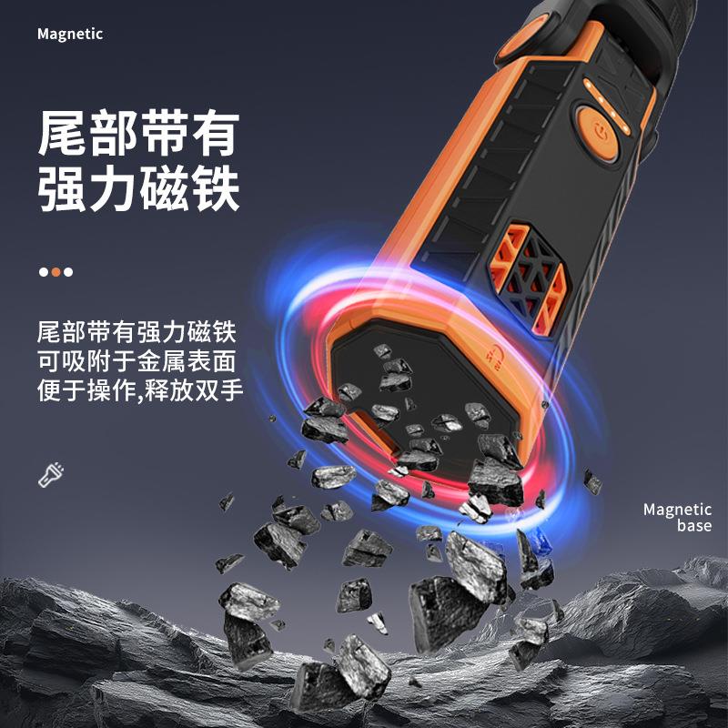 镭射手电筒LED手电高亮跨境伸缩变焦长续航露营家用户外强光磁吸