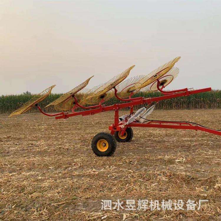 拖拉机牵引液压升降8盘搂草机 加密80齿的圆盘搂草机牧草捡拾机