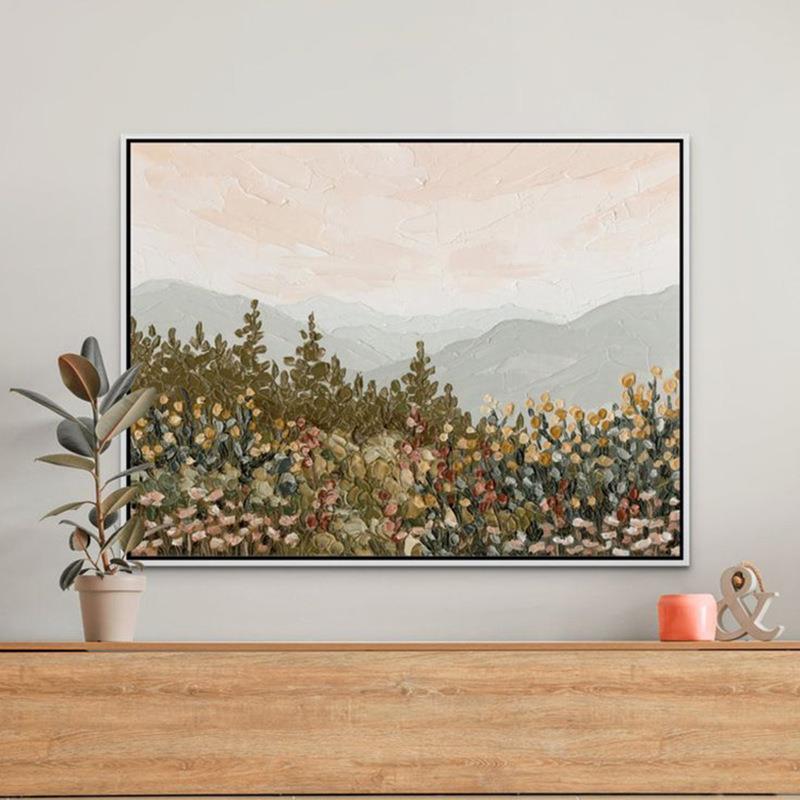 抽象花卉肌理手绘油画客厅背有靠山装饰画花海餐厅挂画办公室壁画