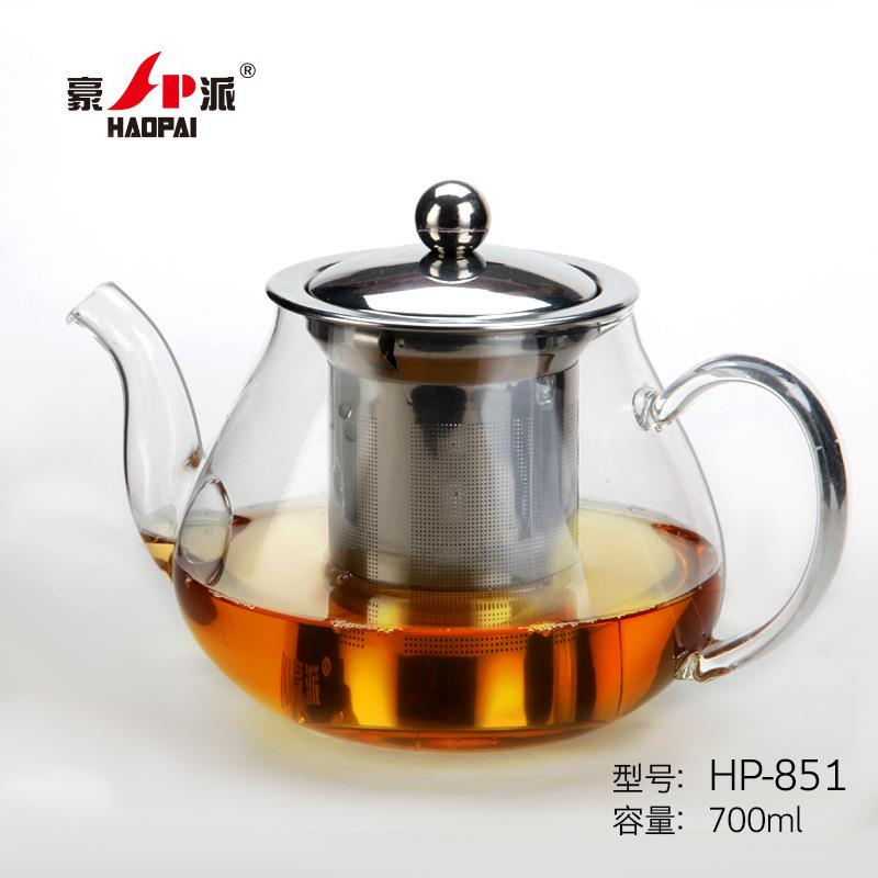 豪派耐热玻璃不锈钢过滤内胆花茶壶泡茶杯茶壶红茶壶茶具茶水分离