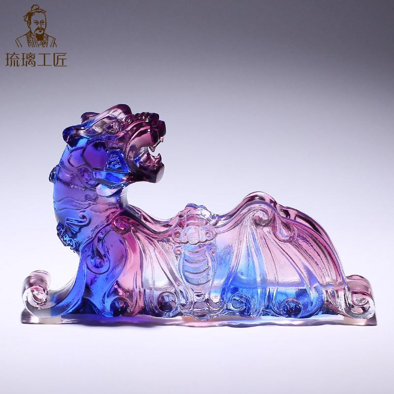 琉璃工艺品五福老虎蝙蝠高端名片夹摆件办公室桌面名片座商务送礼