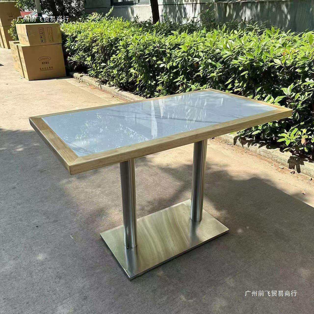 麻辣烫快餐汉堡寿司店水饺面馆食堂小吃奶茶店实木快餐餐桌椅套装