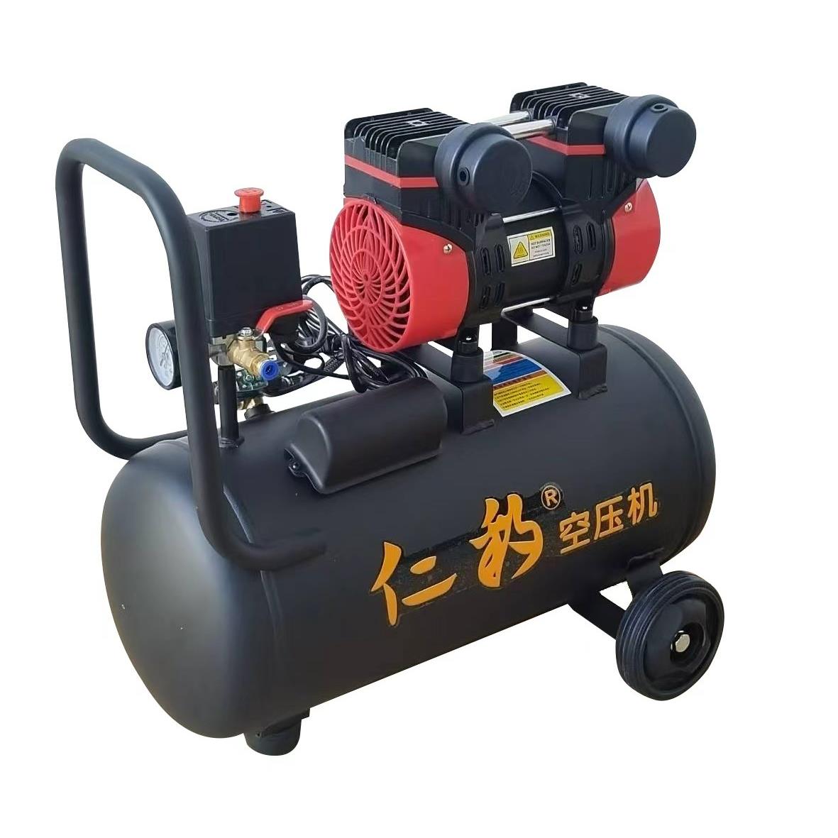 电动喷涂空气压缩机无油低噪音清洗气泵小型便携无油24L加工