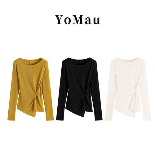 【YOMAO】早秋新款不规则扭结显瘦百搭设计长袖上衣女MM9528