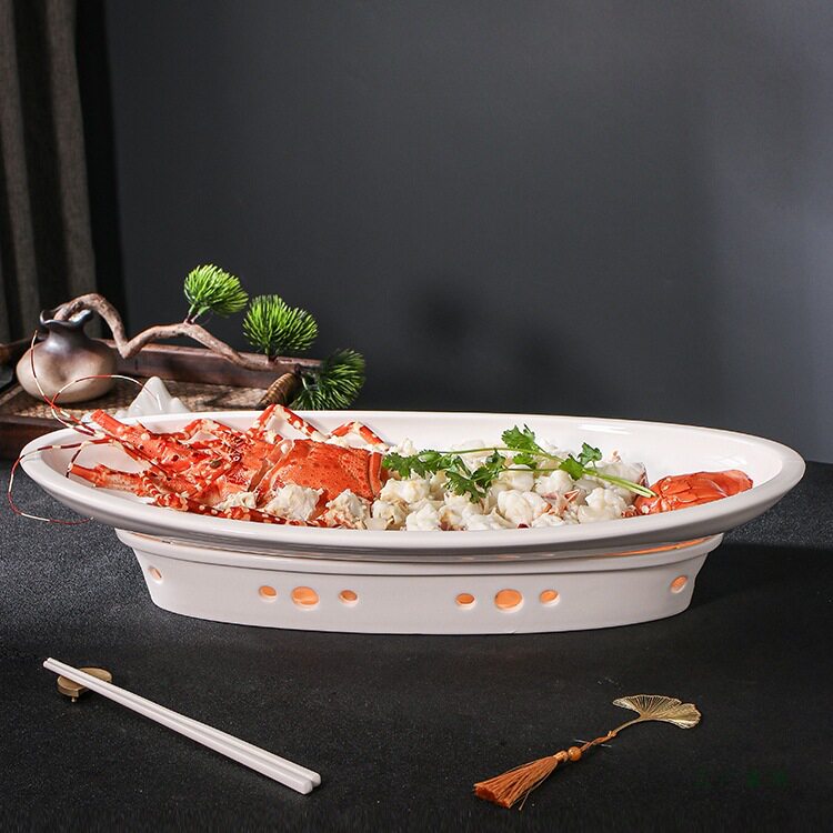 蜡烛加热炉酒店饭店保温菜盘子创意个性特色明炉餐具大号超大鱼盘
