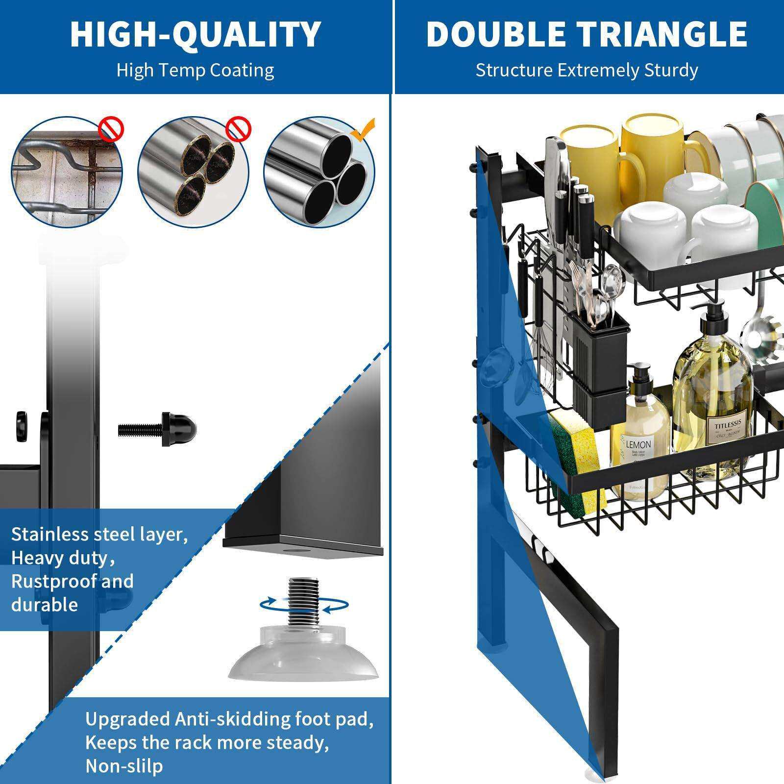 厨房水槽旁多层沥水碗架多功能海绵抹布收纳架碗碟置物架大容量