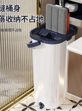 东方亮洁蓝色五代拖把铝合金刮板拖把免手洗懒人拖把